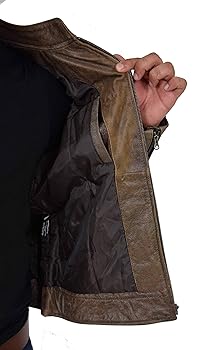 A1 FASHION GOODS Mens Biker Style Leather Jacket Distressed